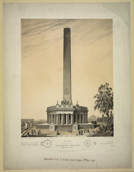 Sketch of original design for the Washington Monument 