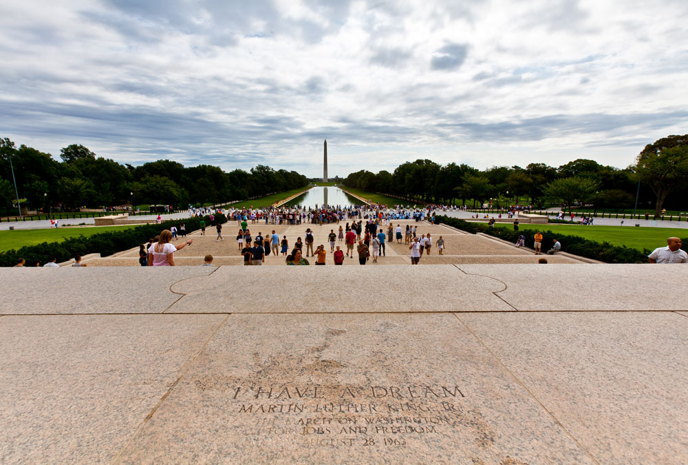 Dove Martin Luther King Jr. ha tenuto il suo discorso "I have a dream" sui gradini del Lincoln Memorial - National Mall - Washington, DC