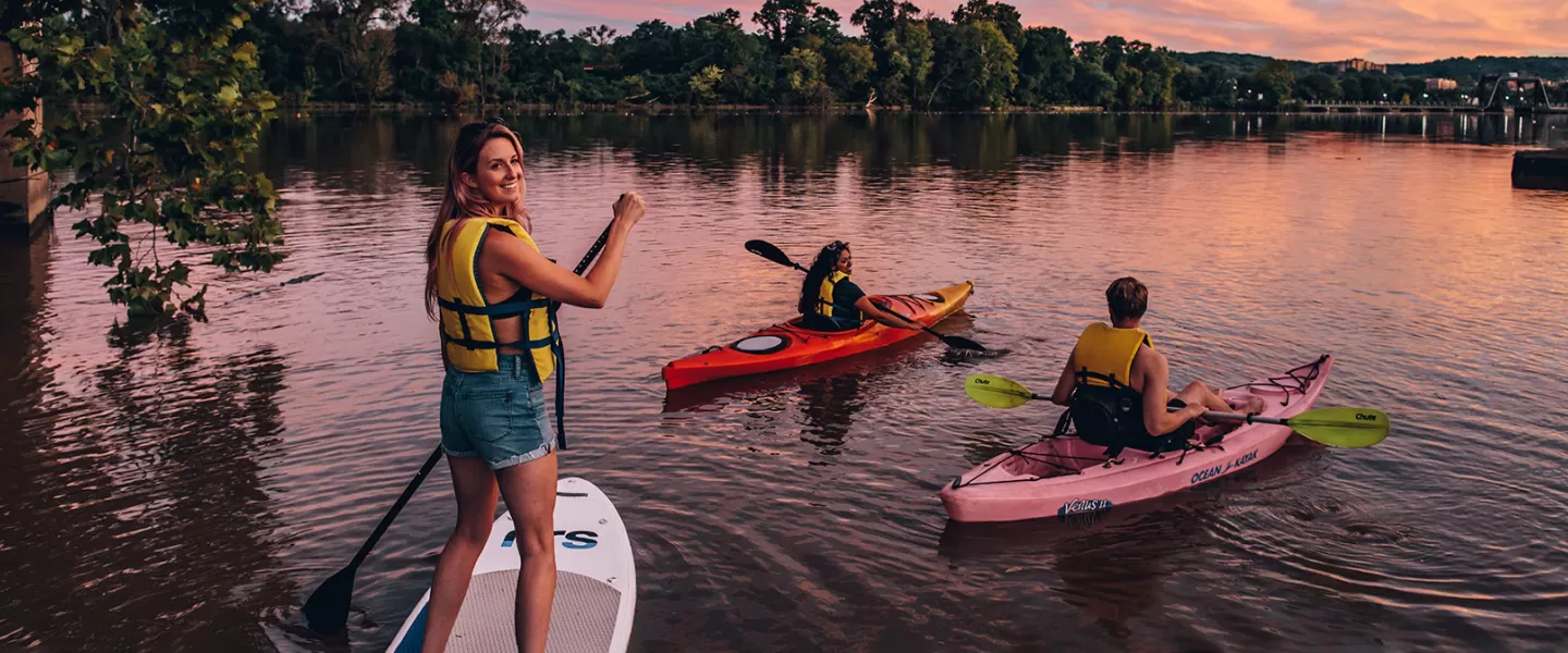 Paddle boarding in the river