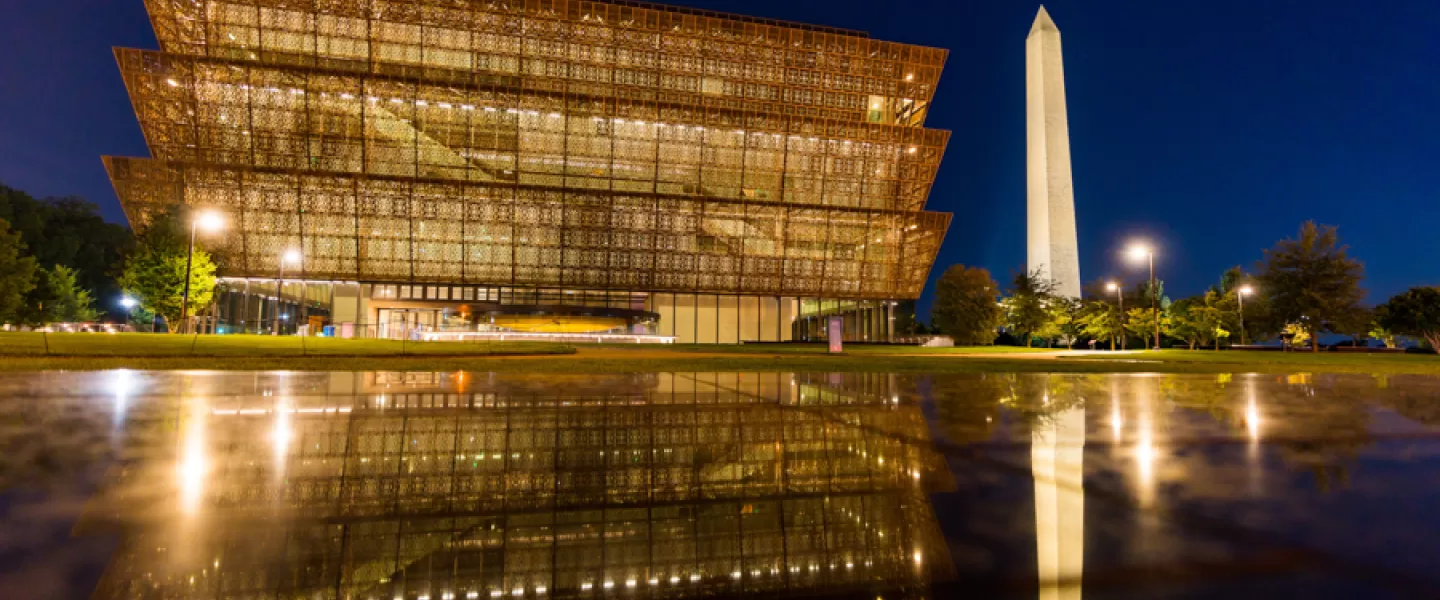 Outside shot of Smithsonian National Museum of African American History and Culture