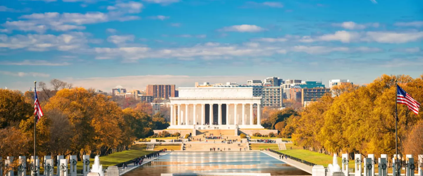 Fall Foliage at the Lincoln Memorial on the National Mall - Monuments in Washington, DC