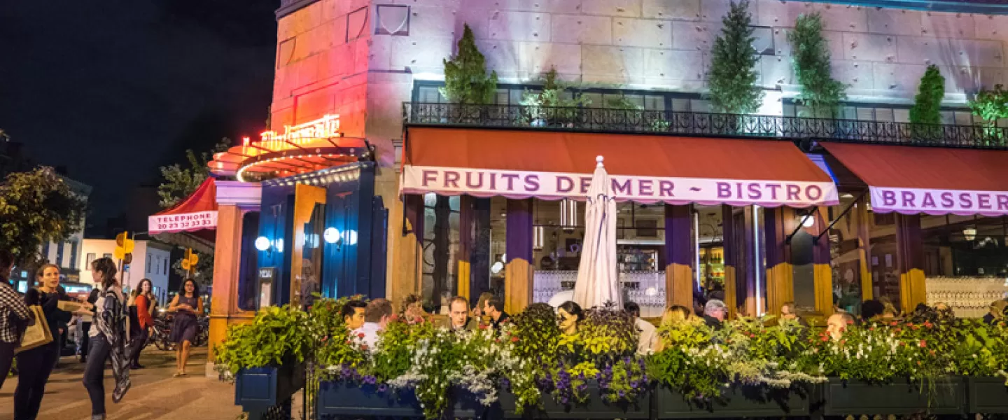 Nighttime patio dining at Le Diplomate on 14th Street - Stephen Starr Restaurant in Washington, DC