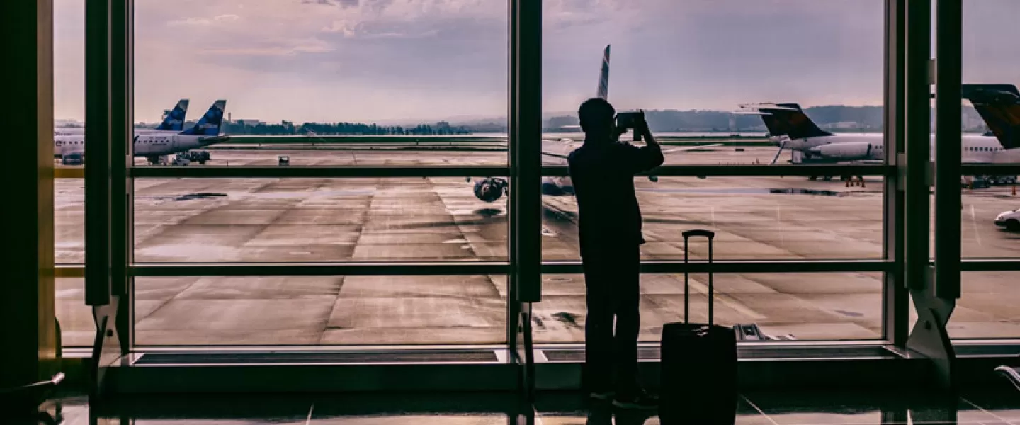 Airline passenger at Ronald Reagan Washington National Airport - Airports in the Washington, DC region