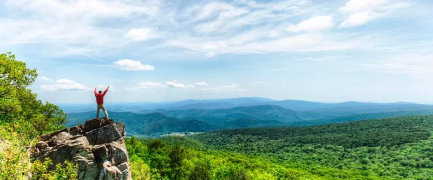 Hiker in Shenandoah Park in Virginia - Day Trip Adventures from Washington, DC