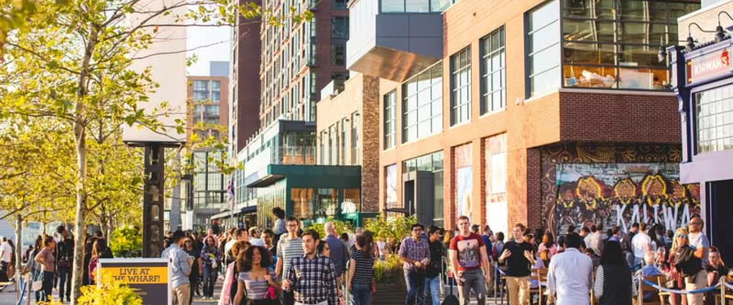 Visitors at The Wharf on the Southwest Waterfront - Where to eat, shop and play at The Wharf in Washington, DC