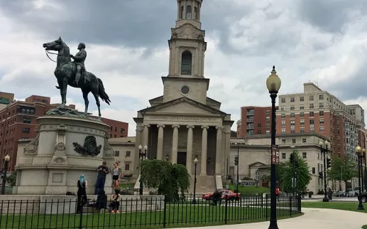 Thomas Circle statue near Downtown DC - Traffic circle in Washington, DC
