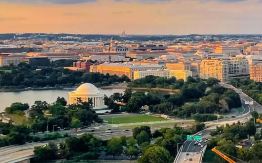 Aerial shot of DC 
