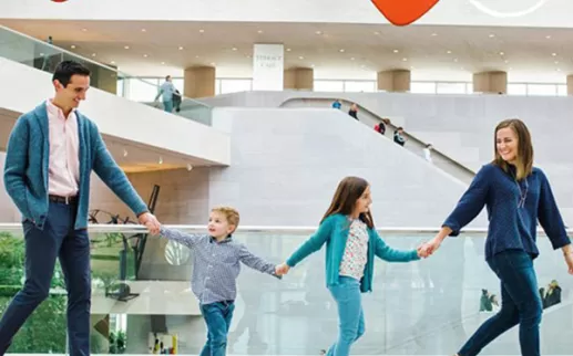 Free museum experiences in Washington, DC - Family at the National Gallery of Art East Building on the National Mall
