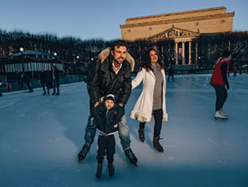 Family ice skating