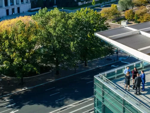 Connected Meetings — Rooftop of Newseum with trees — Sustainability